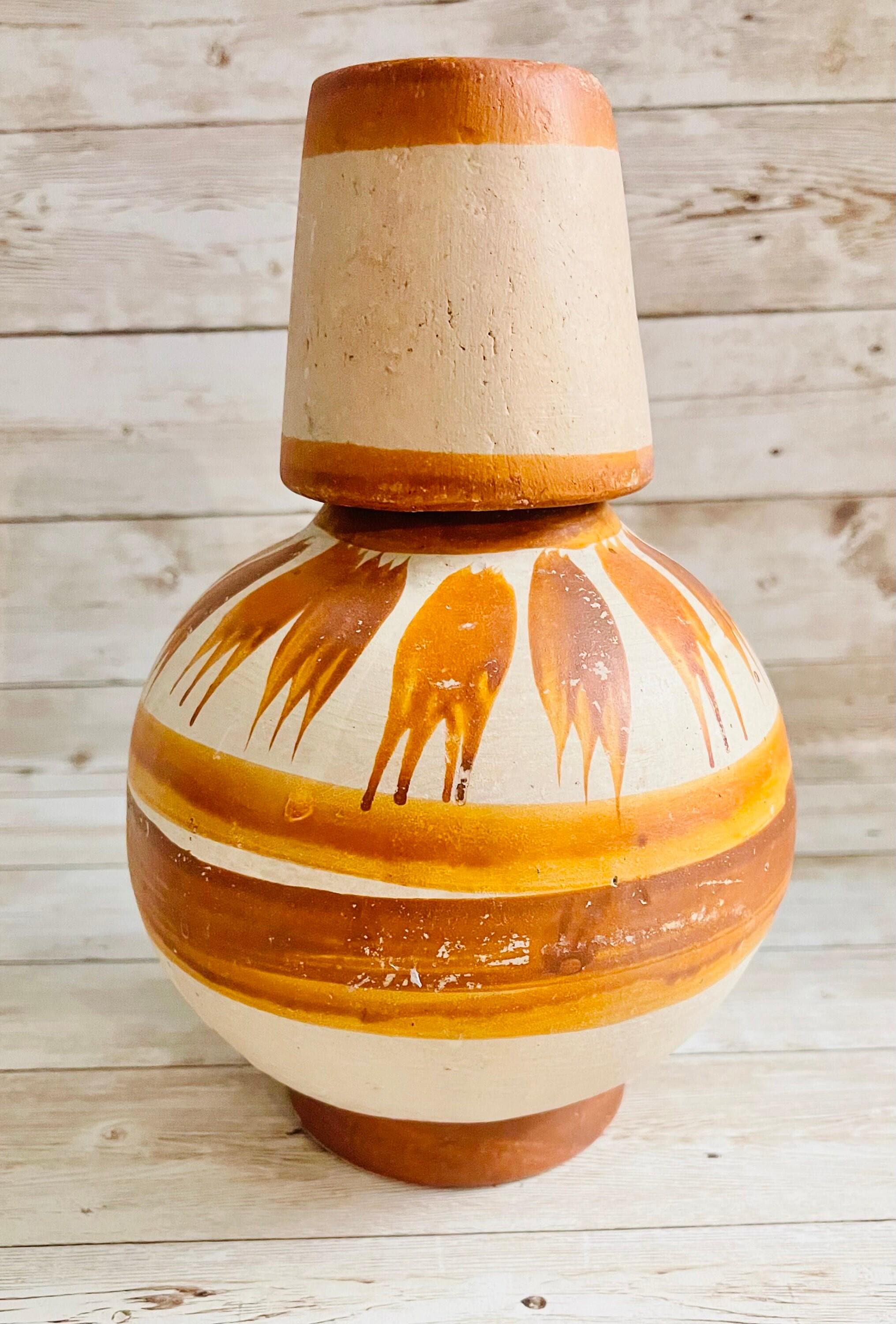 Mexican Terra Cota Waterjug & Cup Botellón Garrafón De Barro