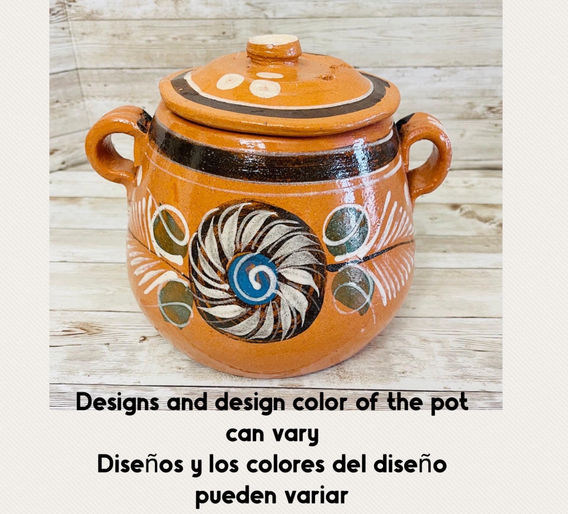 2 Liter Terra Cota Clay Pot for Beans Soups Olla Tonala de Barro para Caldos Frijoles Sopas 2 Litros