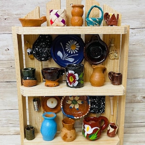 Mexican Kitchen Trasterito with Miniature Accessories Trasterito de Cocina con Accesorios en Miniatura