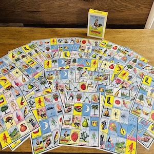 Mexican Loteria Laminated Cards 4X6 Inches With Deck Of Cards Cartas de Loteria Mexica Cartas Laminadas 4x5 Pulgadas con Baraja