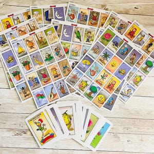 Kids Cartoon Loteria 10 Cards with Deck Loteria de Niños Animada 10 Cartas con Baraja