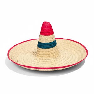 Grand Sombrero Mexicain Avec Boules - Chapeau Large Pour Costume, Fête - Neuf
