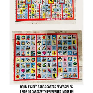 Cartas De Lotería Mexicana Reversibles 16 Cartas En Total Un Lado 10 Y Preferida