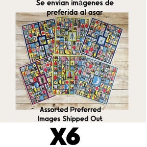 6 Lotería Boards with 4 Cards in Each Board 6 Tablas con 4 Cartas La Preferida