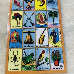 5 Mexican Loteria Bingo Chalupa Boards Cartas Lined Forradas 3 1/2 x 5 1/2 Inch