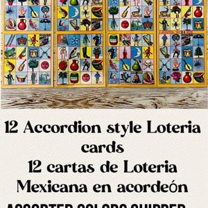 12 or 24 Accordion Mexican Loteria Cards 12 oh 24 Cartas de Lotería Mexicana en Accordion