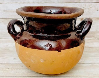 Olla de Barro Vidriado Chocolatera oh FrijoleraTerra Cota Bean Hot Chocolote Pot 6 Inches Tall