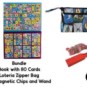 Libro De Loteria 80 Cartas Bolsa Fichas Y Pala LOTERIA Book Bundle With 80 Cards