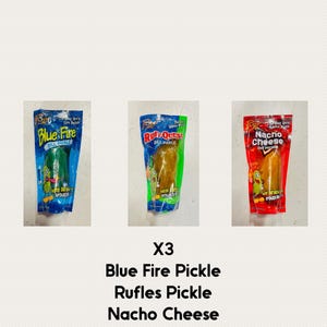 Dill Pickles Different Flavors Blue Fire, Ruffles and Nacho Cheese Flavor