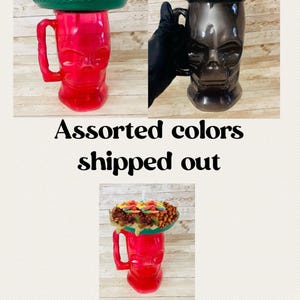 Tarros Mexicanos de Catrina para Bebidas y Botanas Se Envian Colores Surtidos Mexican Plastic Sugar Skulls Cups for Drinks and Snacks