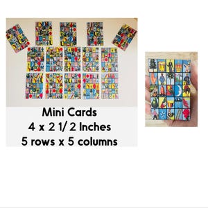 15 Mini Loteria Mexican Cards 5 Rows x 5 Columns 4 x 2 1/2 In Cartas De Lotería
