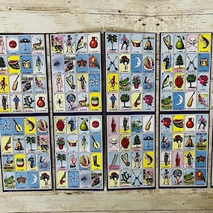 12 Mexican Accordion Loteria Cards 12 Cartas Loteria Mexicana En Acordeón
