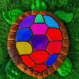 Handmade Colorful Concrete Garden Turtle Stepping Stone Garden Pathway Outdoor Yard Decoration Cement Paver for Lawn Patio Choose Your Color