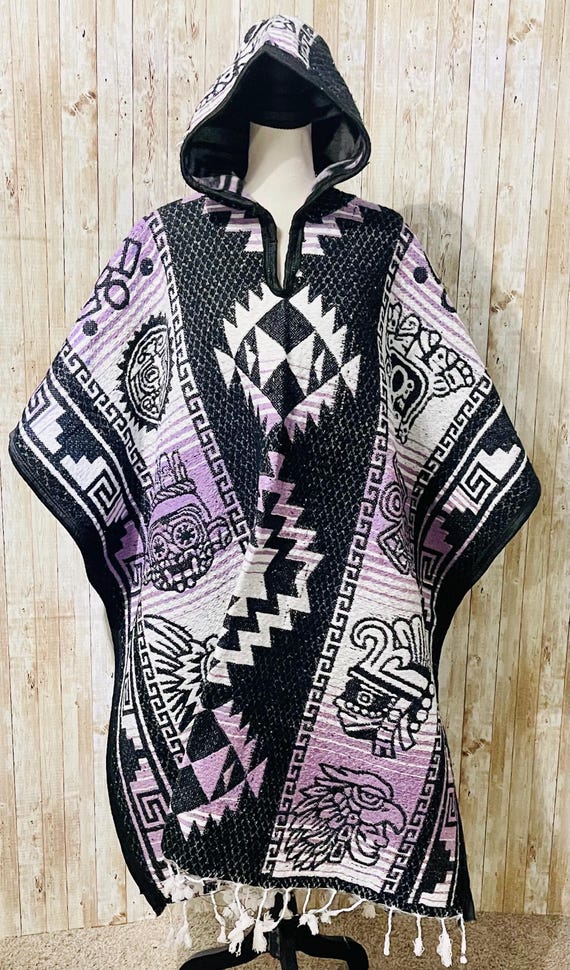 Mexican Greek Aztec Calendar Double Sided Poncho Poncho Mexicano