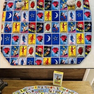 Loteria Set with Loteria Tote, Cards (4/6 inches) and Deck  Bolsa de Loteria con Cartas de  4/6 Pulgadas Baraja y Bolsa de Loteria