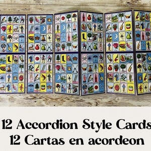 12 Mexican Accordion Loteria Cards 12 Cartas Loteria Mexicana En Acordeón