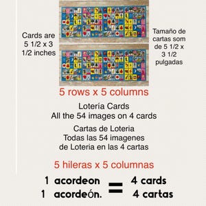 Mexican Loteria Cards All 54 Images In 4 Cards Cartas De Loteria 5Rowsx5Columns Cartas de Loteria Las 54 Imágenes en 4 Cartas 5 1/2x 3 1/2