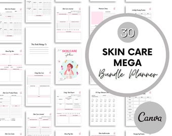 Skincare Planner Bundle: Beauty Routine Tracker, Canva Editable (PDF Download)