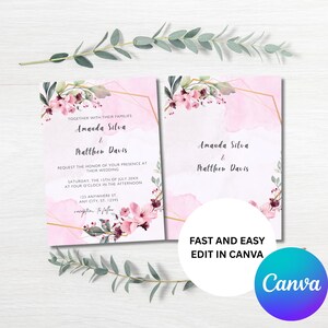 Floral Wedding Invitation, Elegant Invitation, Wedding Stationery, Custom Invitation, Invitation for Wedding, Personalized Invitation