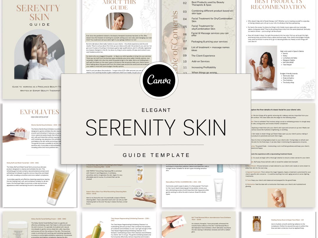 Editable Skincare Guide Canva Template: Beauty Therapist Client Handout ...