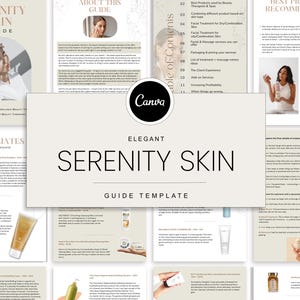 Serenity Skin Guide Canva Template | Editable Skincare Guide | Beauty Therapist Client Handout | Facial Aftercare PDF