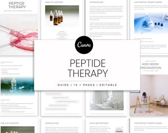 Peptide Therapy eBook Guide: Editable Canva Template (Digital Download, PDF Format A4 Size)