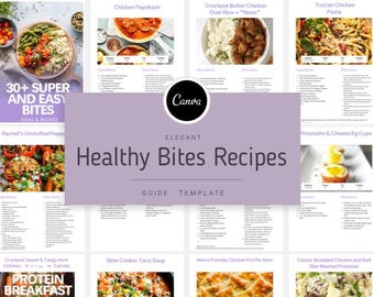 Recetas fáciles de snacks: Bocados saludables, libro de cocina Canva (descarga en PDF, licencia PLR)