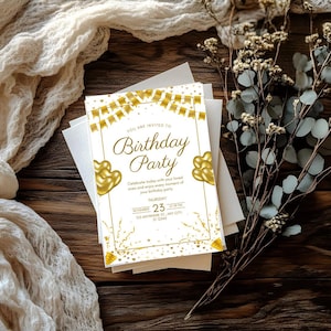 Elegante Goldblumen-Einladung zum 60. Geburtstag