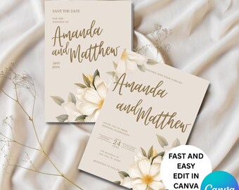 Wedding Save the Date Template: Customizable Invitation (Digital Download)