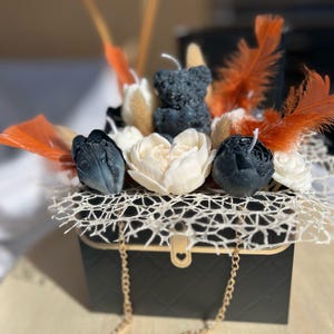 Wachsblumen Duftkerzen Geschenke für Frauen Hochzeit Gäste Deko Boxen mit Affirmationskarten Selbsliebe Reflexion Parfüm Duft Stylisch