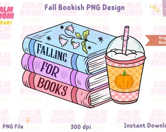 Herfst schoolse sticker png | Clipart Books & Pumpkin Latte (digitale download)
