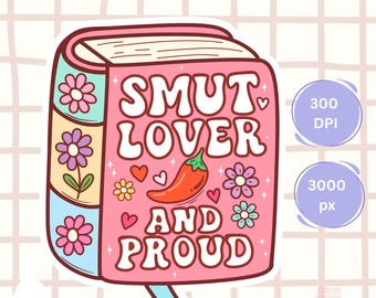Smut Lover Bookish PNG Clipart: Spicy Romance Reader Digital Sticker (Instant Download)