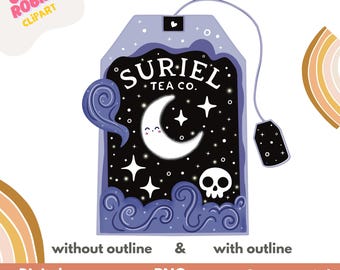 Celestial Tea Bag Clipart PNG: Fantasy Sticker, Commercial Use (Digital Download)