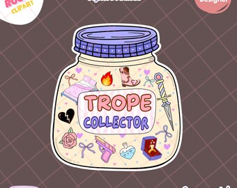 Trope Collector PNG | Romance Reader Sticker | Book Genres Tropes design,Instant Download | sublimation, kindle sticker cliparts