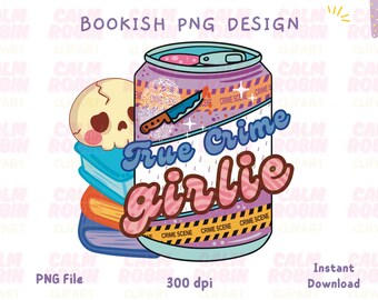 True Crime Girlie Clipart PNG | Crime Scene Soda, Bookish Sticker (Commercial Use)
