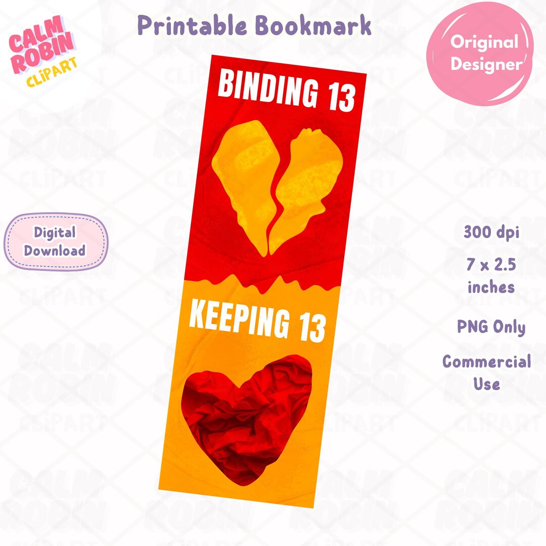 Binding 13 Keeping 13 Bookmark, Printable Romance Reader Bookmark ...