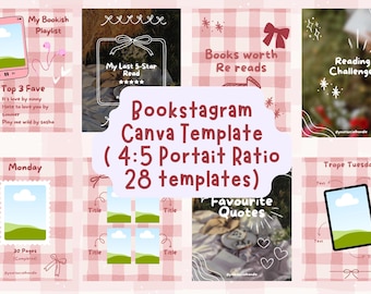 コテージコア ブックスタグラム Canva 28 テンプレート (デジタルダウンロード)