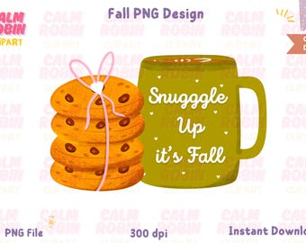 Fall Coffee Mug PNG Clipart: Cozy Autumn Illustration (Commercial Use, Digital Download)
