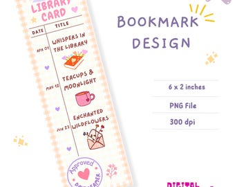 Library Card Bookmark PNG – Bookish Reading Tracker (Digital Download)