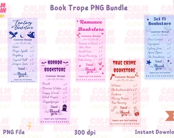 Bookstore Receipt PNG Bundle: Book Tropes Clipart (Digital Download