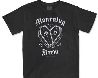 Mourning Brew Comfort Colors Gothic Coffin Heart T-Shirt