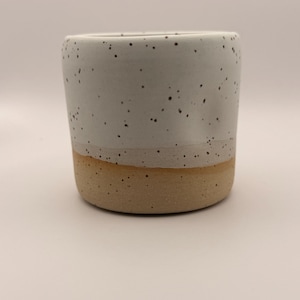 Small Dimple Cup - Toasty Speckled Clay Pottery - Matte White - 5oz
