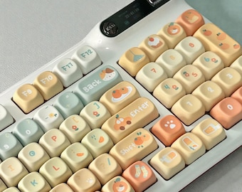 131 Keys Xoa Profile PBT Keycaps, Cute Korean Key Caps For Mechanical Keyboard, Five-sided Sublimation Custom Keycaps Set, Gift for her