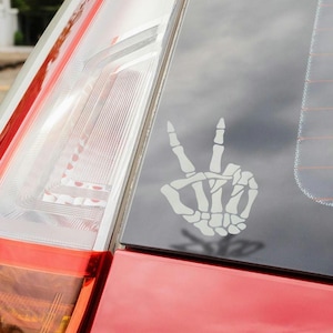 Skelett Frieden Hand Aufkleber | Halloween-Autoaufkleber | Gruselige Jahreszeit Vinyl Dekor | Herbstliches Goth Autozubehör