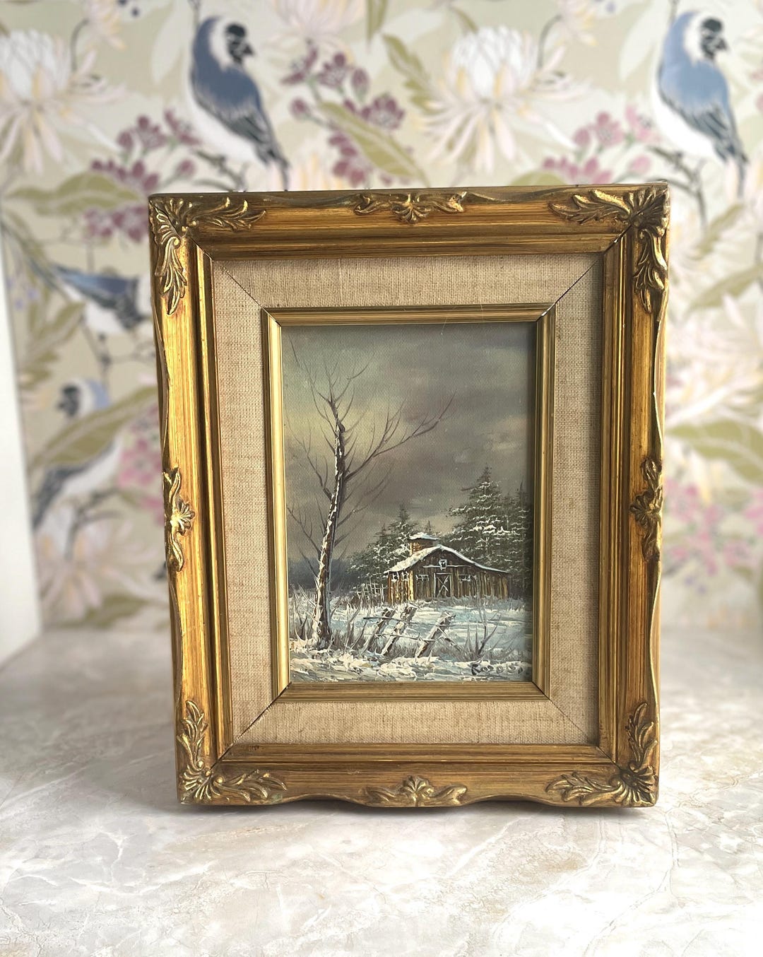 Vintage Oil Painting Barn in Winter Signed by Artist Rozario - Etsy