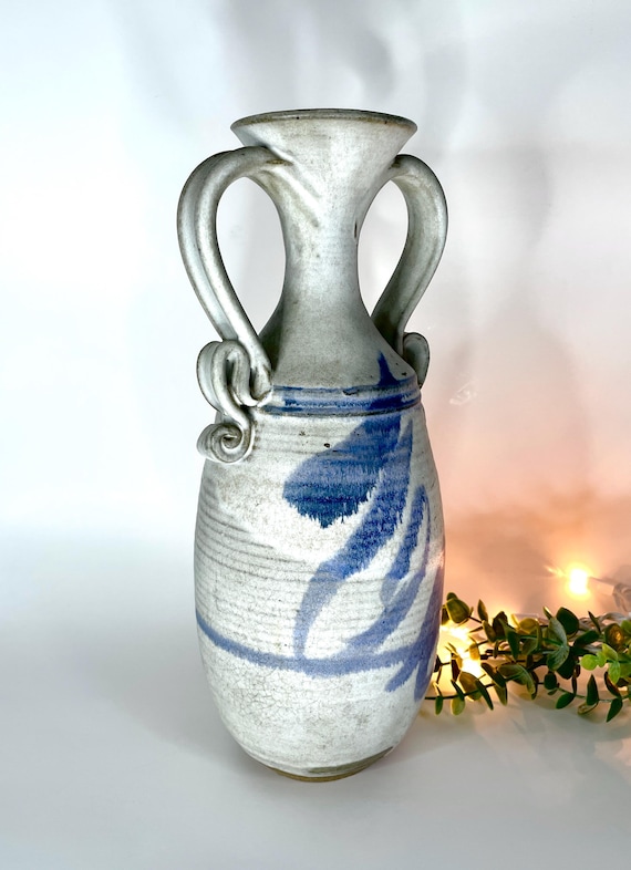Salt Glazed Studio Pottery Vase, Artisan Stoneware Pottery Pitcher