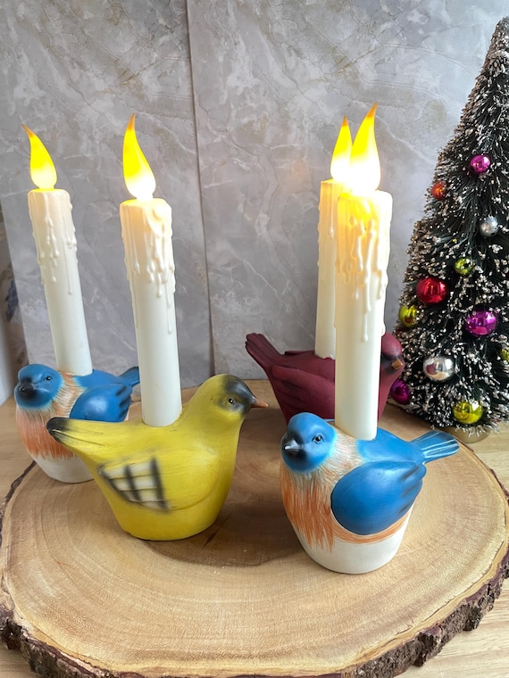 Bethlehem Lights Flameless LED Bird Candle Lamps, Battery Operated Christmas Lights with Timer