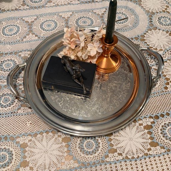 Vintage Oneida Quadruple Silver Plate Tray, 14-Inch with Handles