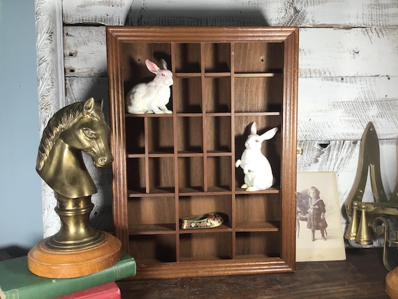 Vintage Wood Curio Cabinet Shadow Box