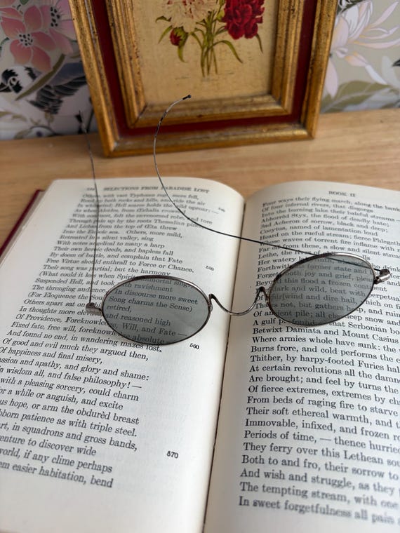 Antique Wire-Rimmed Spectacles | Vintage Steampunk Tinted Glasses on Metal Rims